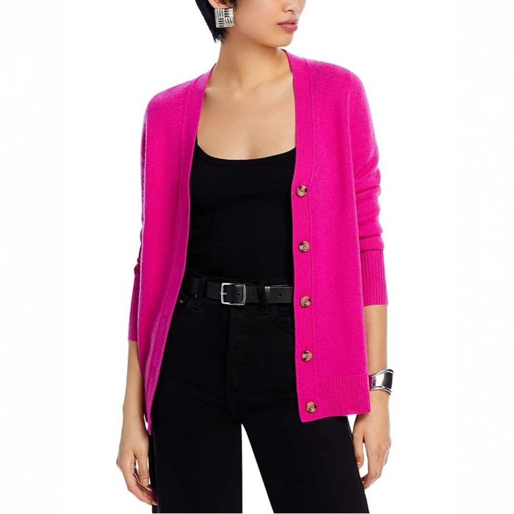 100% cashmere Bloomingdale's Fuchsia Cardigan Sweater